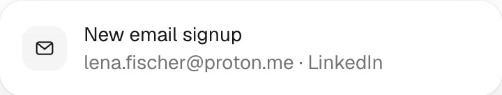New email signup from LinkedIn